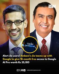 Jio Partners with Google to Offer Free AI Access to Millions of Indians
