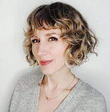 Short Curly Bob With Bangs Bob Haircut Curly Short Curly Bob Curly Bob Bangs