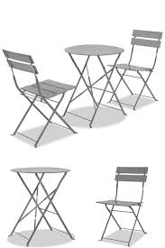 Metal Folding Bistro Set Grey Garden Round Table Chairs Camping Party Furniture Round Table And Chairs Party Furniture Table And Chairs