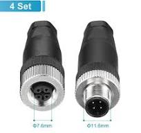 4 Pin M12 Male & Female Aviation Wire Connector, 4 Set Waterproof IP67 Circular Connector for Instruments Computer