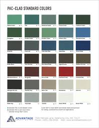 Pac Clad Standard Color Chart Advantage Sheet Metal In