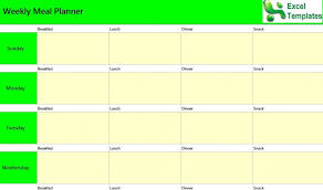 Weekly Meal Planner Excel Template Weekly Meal Planner