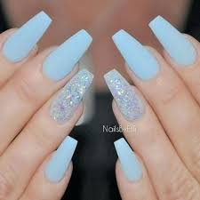 Can be made coffin, stiletto, almond and square. 26 Light Blue Coffin Nails Glitter 75 Decorinspira Com Blue Acrylic Nails Blue Coffin Nails Coffin Nails Glitter