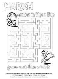 March Lion And Lamb Maze Lion And Lamb March Activities Printable Activities For Kids