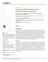 Pdf Prevalence Of Mental Illness Among Homeless People In Hong Kong