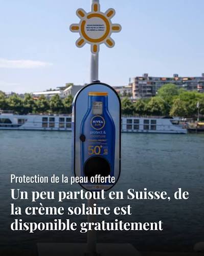 Cette initiative n'a rien à voir avec la canicule actuelle. Pourtant, elle  tombe à pic. Vous avez peut-être remarqué, à proximité de points d'eau, que  des distributeurs de crème solaire ont fait