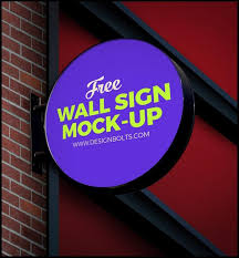 Free Circular Wall Sign Mockup Reklama