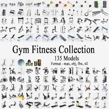 3d Gym Fitness Equipment Collection Cgtrader In 2020 Gym Workouts No Equipment Workout Gym