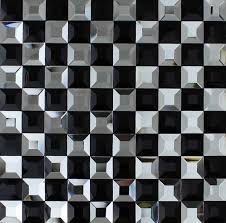 Black & dark blue shiny interlocking linear mosaic tile perfect for a contemporary kitchen backsplash or bathroom & shower accent wall. Black And Silver Glass Mosaic Tile 3d Pyramid Crystal Backsplash Tiles