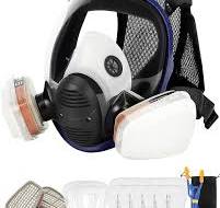 OHMOTOR Respiratore Pieno Facciale Maschera di Sicurezza per la Protezione  del Viso con Respiratore di Vapore Organico per Vernice Polvere ...