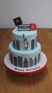 Cake photo taken with natural sunlight, colour might be different when viewing at different lighting environment. New York Skyline 21st Birthday Cake Theoldmanorhousebakery Co Uk Celebration Cakes Burton On Trent New York Cake 21st Birthday Cake Cake