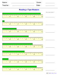 Measurement Worksheets Reading A Tape Measure Worksheets