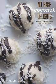 5 Ingredient Vegan No Bake Coconut Cookies Whole New Mom Recipe Healthy Sweets Desserts Food