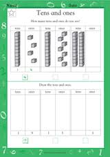 Free math worksheets hundreds tens ones exceptional and. Tens And Ones I Math Practice Worksheet Grade 1 Teachervision