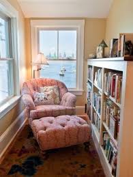 A Cozy Overstuffed Chair And Foot Stool For Reading Small Home Libraries Home House Interior