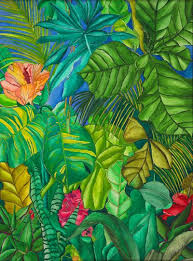 Tropical Mystery Tropical Leaves Garden Flowers Rainforest Storm Hawaiian Art Tropical Art Jungle Art