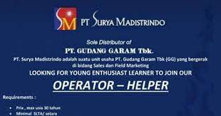 Pt surya madistrindo berlokasi didalam pusat industri jakarta, pt surya madistrindo yakni dalam rencana memperluas jaringan kerja dibulan februari 2021 serta untuk penuhi keperluan sumber daya manusia pt surya madistrindo membuka lowongan kerja dengan posisi sebagai berikut Lowongan Kerja Pt Surya Madistrindo Kebanyuwangi Situs Informasi Banyuwangi