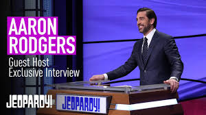 During the rodgers was a winning celebrity jeopardy! Aaron Rodgers Full Jeopardy Guest Host Exclusive Interview Jeopardy Youtube