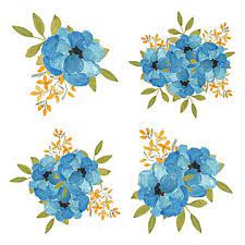 Watercolor Blue Rose Flower Bouquet Collection Watercolor Clipart Vintage Collection Png Transparent Clipart Image And Psd File For Free Download Blue Flower Painting Blue Flowers Bouquet Flower Illustration