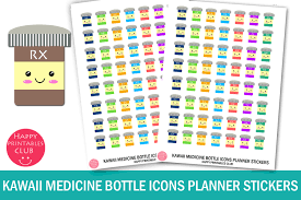 Free happy camper svg cut file. Kawaii Medicine Bottle Icons Stickers Graphic By Happy Printables Club Creative Fabrica