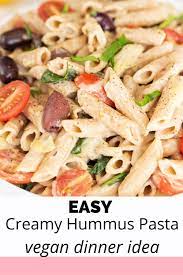 Creamy Vegan Hummus Pasta Recipe In 2021 Hummus Pasta Vegan Lunch Recipes Plant Based Recipes Dinner