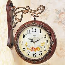 Living room double sided clock. Double Sided Wall Clock White Brown Rustic Country Nice Living Room