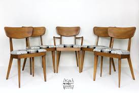 Vintage Set Of Five Heywood Wakefield Chairs With Pendleton Mid Century Modern Dining Room Chair Midcentury Modern Dining Chairs Dining Room Chairs Modern