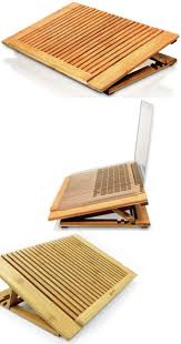Adjustable Bamboo Laptop Cooling Fan Table Stand For Apple Macbook Laptops Wooden Laptop Stand Laptop Stand Laptop Table