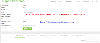 Info gtk semester 1 tapel 2019/2020 sudah bisa diaksessemoga bermanfaat Rinto Kusmiran Cara Mudah Mengakses Info Gtk Semester 2 Tahun 2019