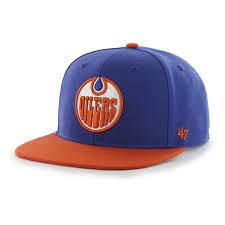 Edmonton Oilers Sure Shot Two Tone Captain Royal 47 Brand Adjustable Hat Adjustable Hat Edmonton Oilers 47 Brand