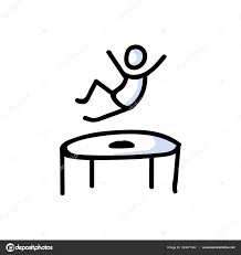 Download Hand Drawn Stickman Jumping On Trampoline Concept Physical Exercise Simple Icon Motif For Trapmo In 2020 Stick Figures How To Draw Hands Free Hand Drawing