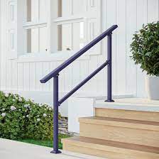 Single post handrail for stairs for 1 to 2 steps | baseplate post $ 140.00. Cr Home Outdoor Hand Rails For Steps Black Wrought Iron Handrail 1 2 Step Reviews Wayfair