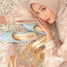 Jual Deu_Calantha Sepatu Pesta Wanita Wedding Shoes Selop Payet Lula Heels  7 Cm Slop Kain Berbahan Brokat Insole Empuk