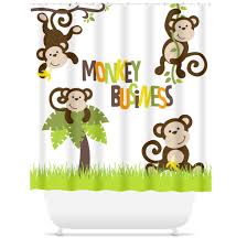 Monkeys Shower Curtain Bath Kids Bathroom Girl Boy Monkey Business Animals Baby Bathroom Decor Siblings Brothers Sisters Twins Leaves S160 Kids Bathroom Girls Baby Bathroom Decor Baby Bathroom