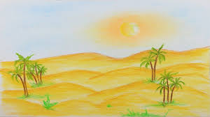 How To Draw Scenery Of Desert Step By Step Very Easy And Simple Drawing Scenery Landscape Drawings Desert Drawing