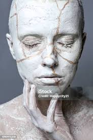 Art Portrait Of Woman Covered In Clay Stock Photo