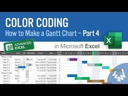 Make A Gantt Chart In Excel Part 4 Color Coding Youtube Gantt Chart Microsoft Excel Tutorial Excel Tutorials
