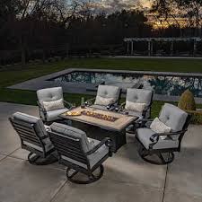 Round patio fire pit with table space. Outdoor Patio Fire Pit Sets Costco