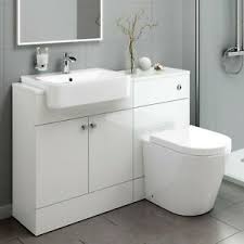 The key benefit of a combined toilet and sink unit is the amount of space you save. Combined Square Gloss White Vanity Unit Toilet Sink 1160mm Bathroom Furniture Ebay