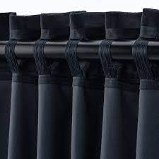 Ikea sanela red pair of curtains 55x98 blackout grommet top velvet drapes 2pack new in package. Sanela Room Darkening Curtains 1 Pair Dark Blue 55x98 Ikea