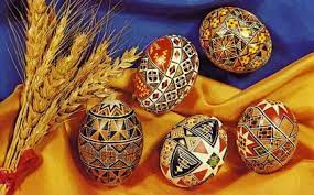 Genuine leather round jar with lid / storage canister. Easter Greetings Ukrainian Catholic Church