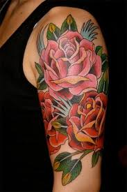 Half Sleeve Tattoo Idea Old School Roses Traditional Rose Tattoos Rose Tattoos Rose Tattoos For Men