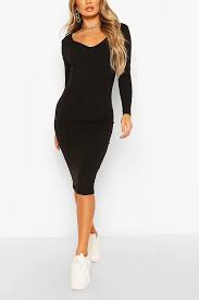 Length approx 85cm/33.5 (based on a sample size uk 8) model wears size uk 8/ eu 36/ aus 8/ us 4 Women S Long Sleeve V Neck Bodycon Dress Boohoo Uk