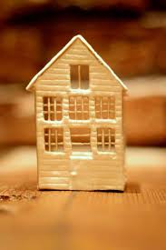 The outline of the painted shapes. Diy Clay House Candle Holder Tutorial Craft Clay Christmas