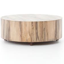 Hudson Spalted Rustic Wood Block Round Coffee Table Wood Coffee Table Rustic Drum Coffee Table Coffee Table Wood