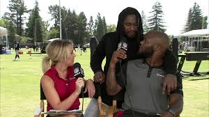 Marshawn lynch is no longer with the seahawks, but he is not entirely gone. Marshawn Lynch Crashes The Nfl Network Set At Raiders Training Camp Nfl Youtube