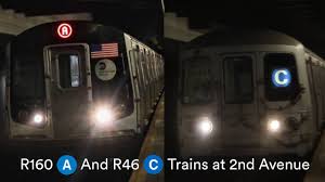 9.77 ft (2,978 mm) height: R160 A And R46 C Trains At 2nd Avenue Youtube