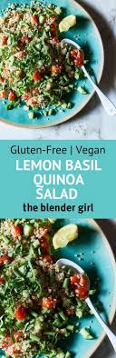 Health benefits of quinoa · extremely nutritious (it's packed with proteins (8 grams of protein per one cup of quinoa) and quinoa is a complete . Lemon Quinoa Salad With Basil Vegan Gluten Free The Blender Girl Healthy Food Recipies Vegan Quinoa Recipes Vegetarian Recipes
