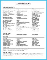 sample beginner actor resume