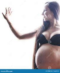 Beauty Brunette Pregnant Woman Isolated Black and White Por Stock Image -  Image of child, adult: 78988755